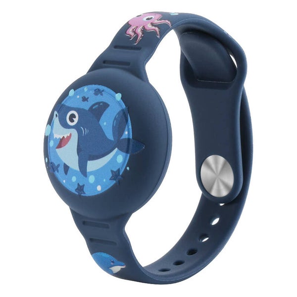 Horlogeband/ Armband Geschikt Voor AirTag - Kinderen – Blauwe Haai - siliconen armband – Waterdicht & comfortabel