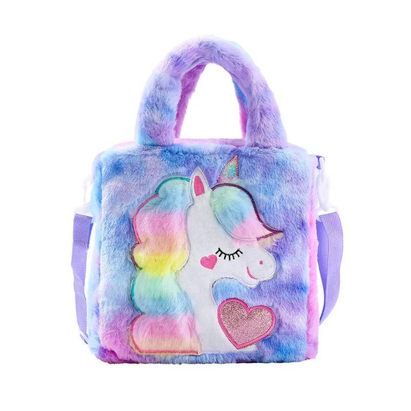 Eenhoorn kindertas – 26x26 cm – Zachte pluche tas – Meisjes schoudertas & handtas – Unicorn tas – Regenboog kleuren – 3-8 jaar – Cadeau meisje