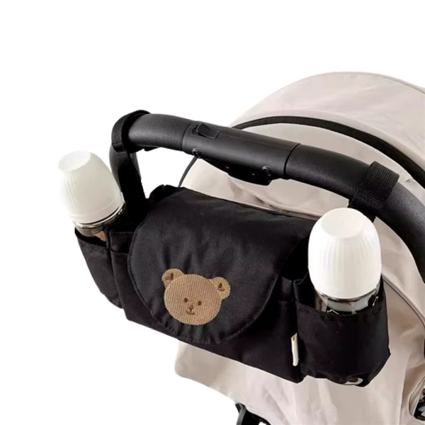 Universele Kinderwagen Organizer - Compacte Tas Buggy - Beertje - Zwart