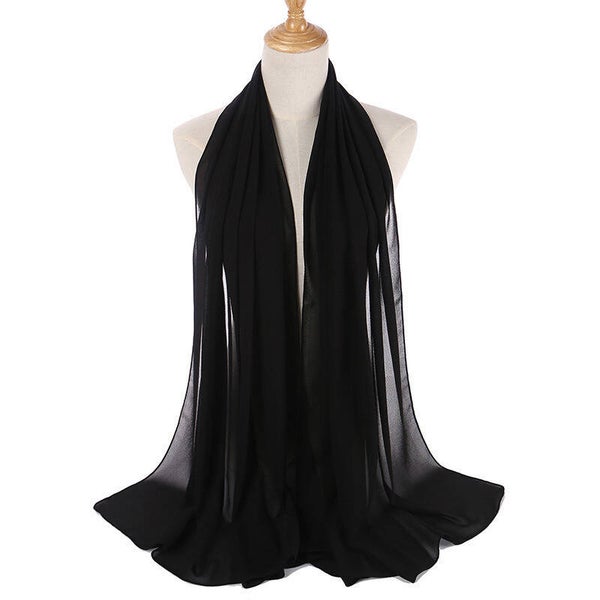 Dames omslagdoek - zwart | dunne omslagsjaal | Stola | chiffon sjaal