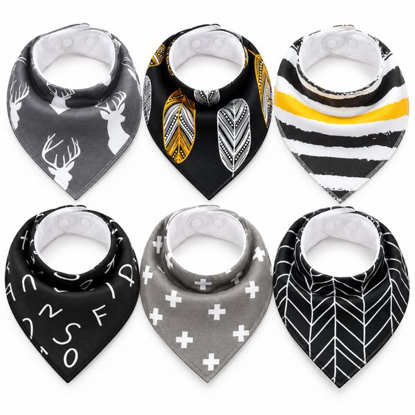6 Stuks Bandana Slabbetjes met Fleece laag - Veer Plusjes