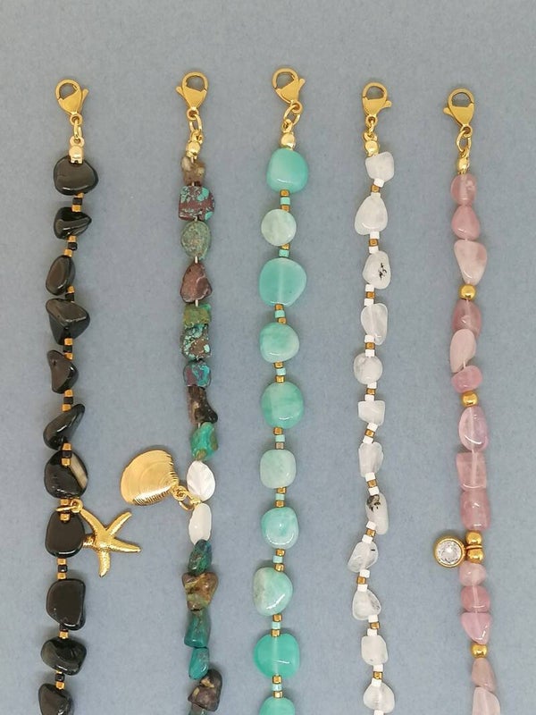 Armbanden met onregelmatige edelstenen (RVS gold)