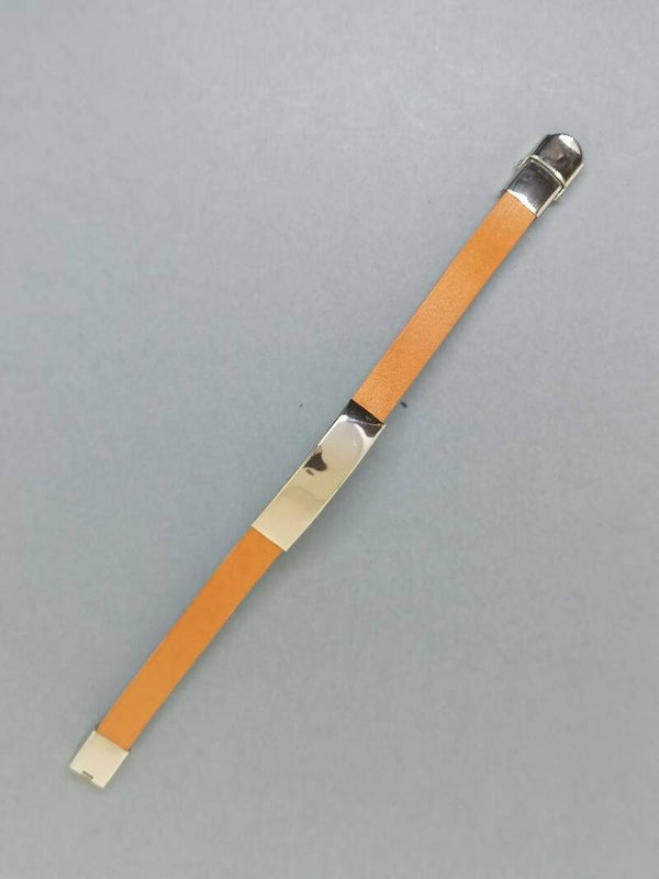 Leren platte armband met RVS sluiting en slider