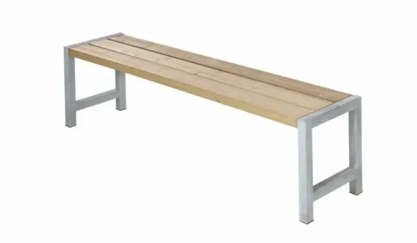 Stahl Hockerbank unterverzinkt mit Vollholzbelattung/ Recyclingkunststoff 180cm