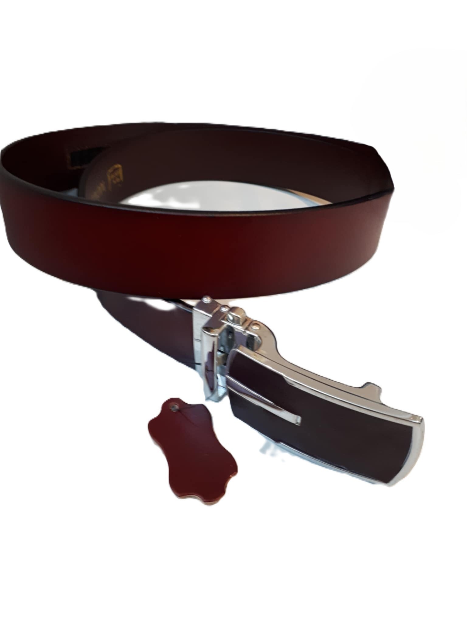 Leder heren riem met automatische gesp bordeaux ref. F-2020 /002