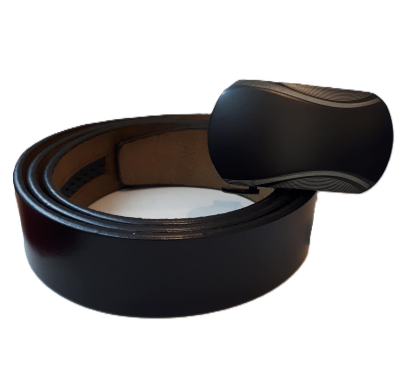 Leder riem met automatische gesp zwart ref. N-507 /0027