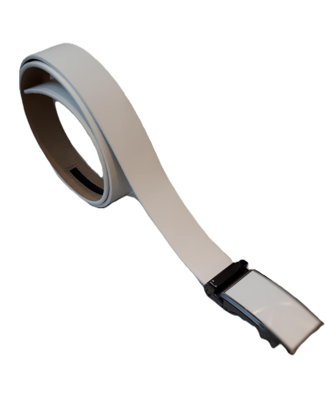 Leder riem met automatische gesp wit ref. W /0018