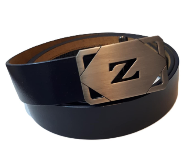 Leder riem met automatische gesp donker blauw ref. N-507 /0048