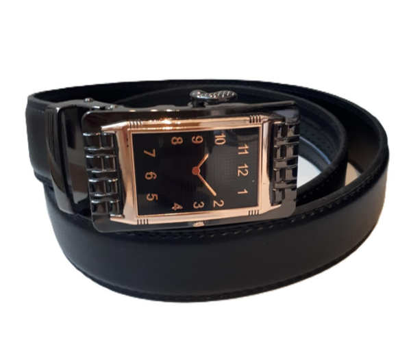 Kunstleer riem met automatische gesp zwart ref. N-523/0044
