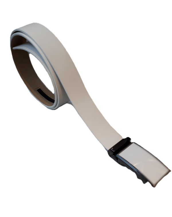 Leder riem met automatische gesp wit ref. W /0018