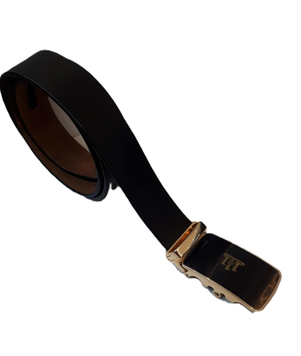 Leder riem met automatische gesp zwart ref. N-507 /0032