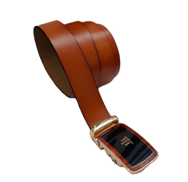 Leder heren riem met automatische gesp camel ref. N-507 /0011