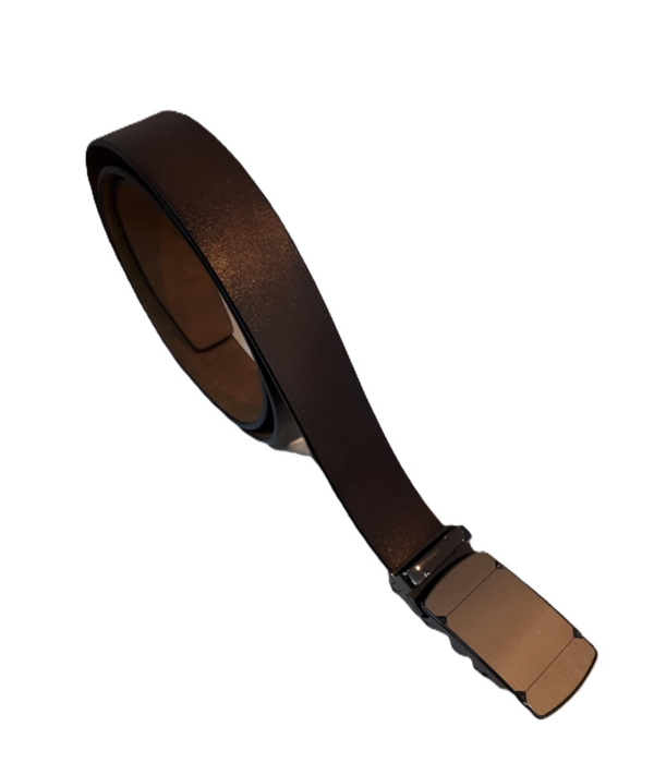 Leder riem met automatische gesp donker bruin ref. N-507 /0035