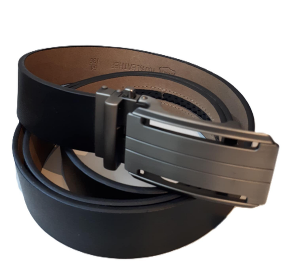 Leder riem met automatische gesp zwart ref. Z/0046