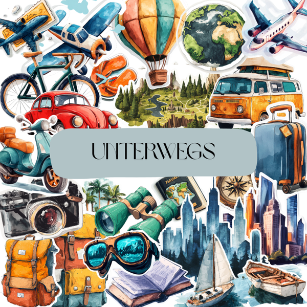 Unterwegs Sticker Set