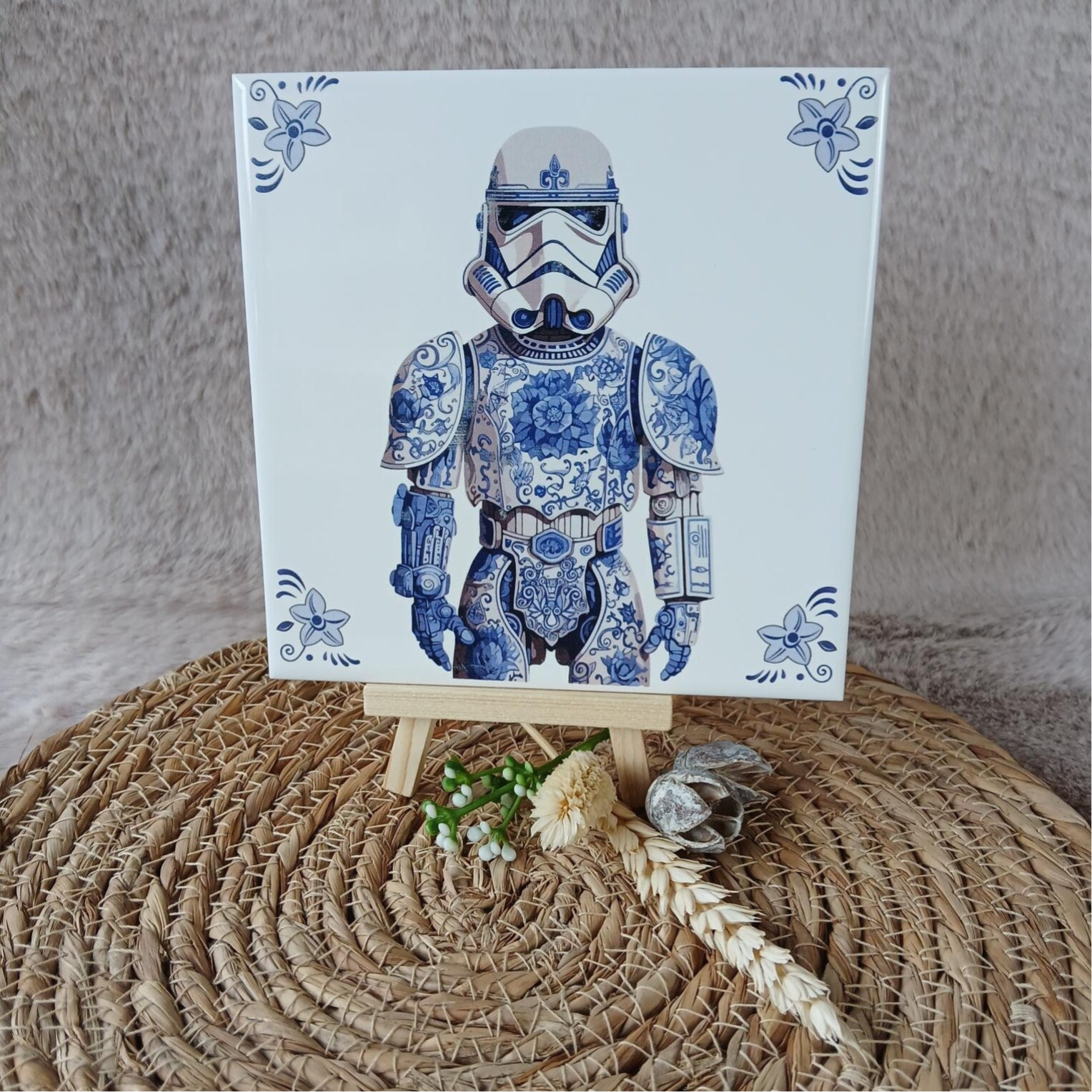 Delfts blauw tegeltje; Stormtrooper