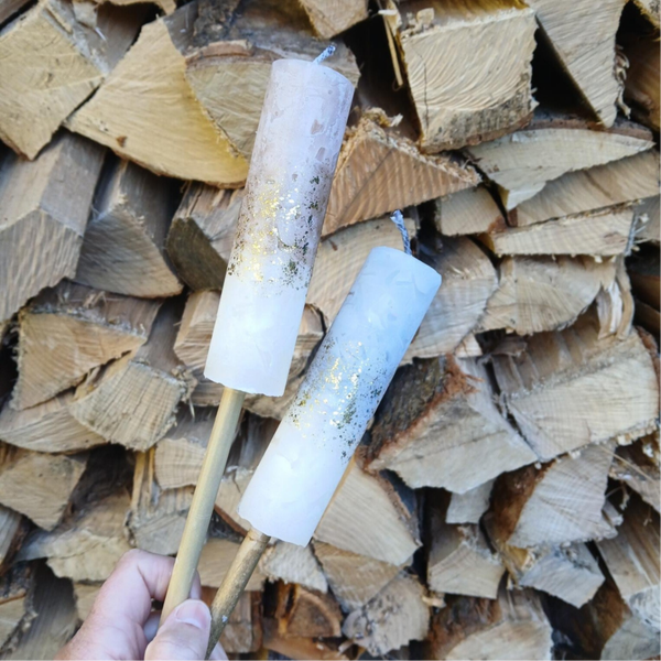 Tuinfakkel klein goudkleurig glitter