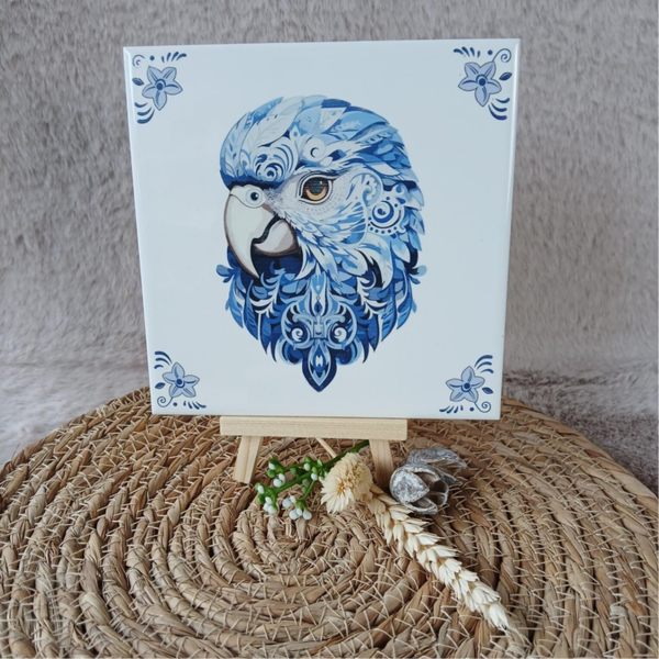 Delfts blauw tegeltje; Parkiet