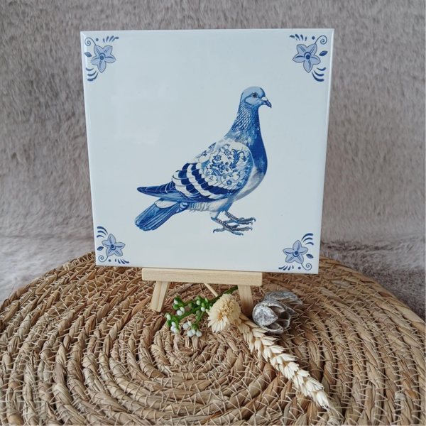 Delfts blauw tegeltje; Duif