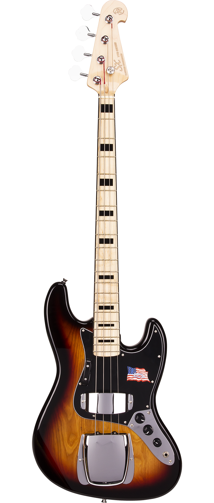 SX Guitars SJB75C 3TS J-Bass 3 Tone Sunburst Ash Series