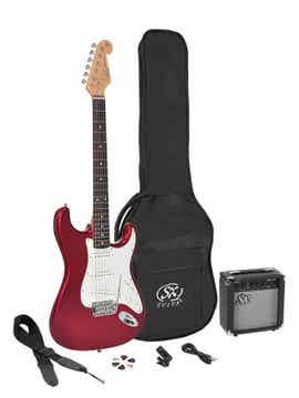 SX Guitars SE1SK CAR Candy Apple Red elektrisch gitaarpakket