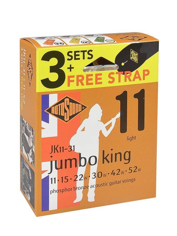 Rotosound 3 Pack JK11 Westernsnaren met gratis strap