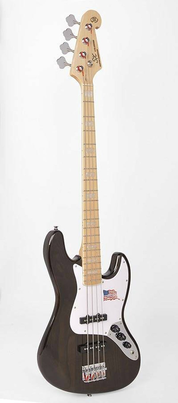 SX Guitars SJB75 TBK J-Bass Trans Black Ash Series