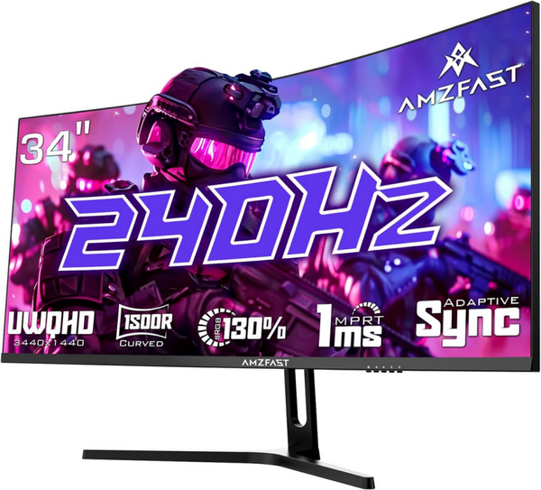 Amzfast Ecran Pc Gamer Incurvé 34 Pouces, 240Hz, UWQHD 3440x1440