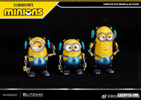 ​[Pre-Order] Blitzway Carbotix Pop - Minions Mecha Version (Stuart / Bob / Kevin) Die-Cast Figure