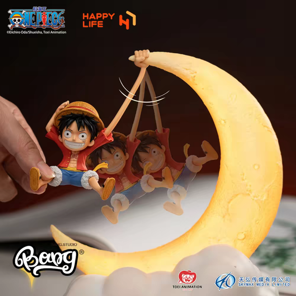 Happy Life - One Piece Official Monkey D. Luffy (Swinging Moon) Chibi Figure & Night Light