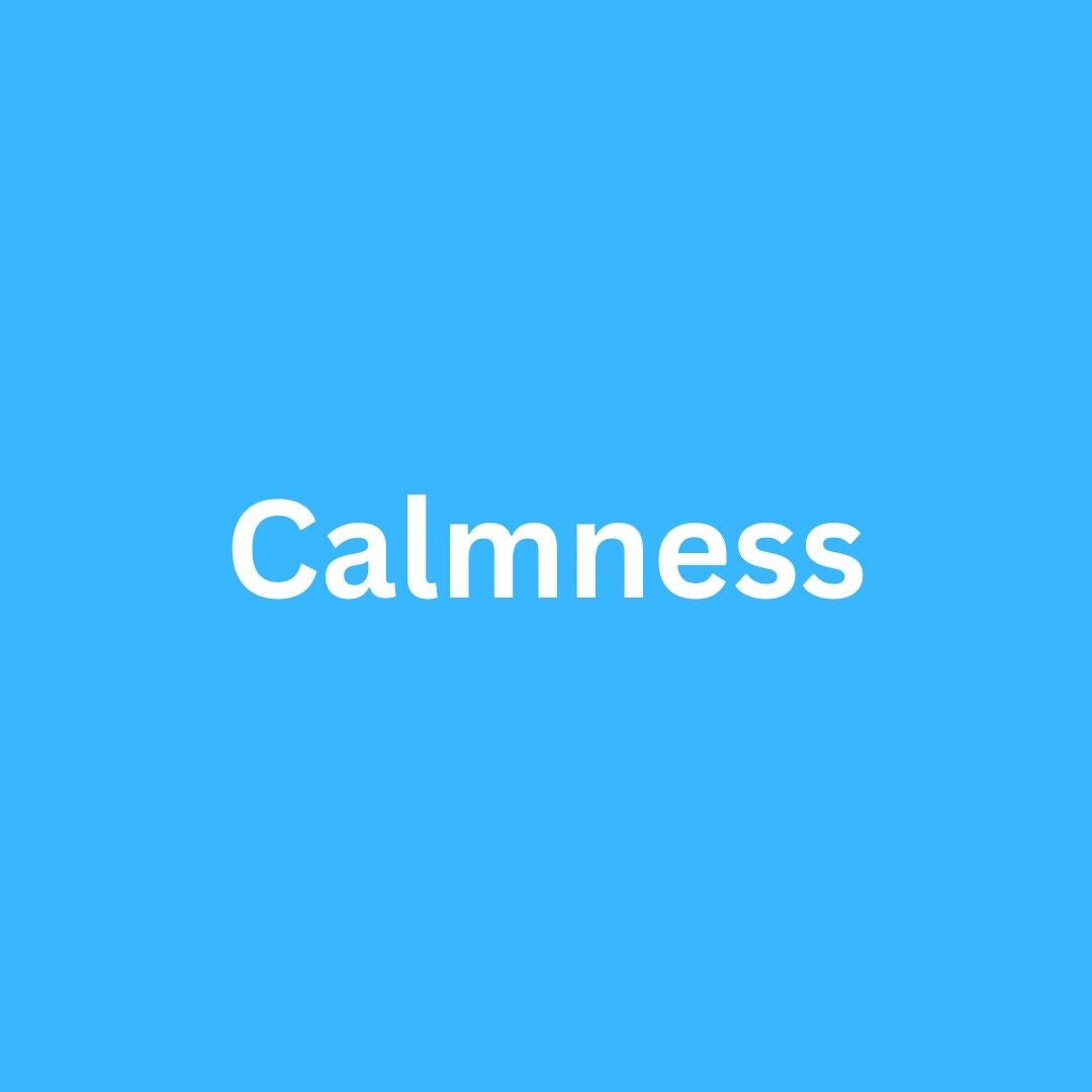 Graphic with the word 'CALMNESS' on a solid background, representing the stress-regulation and composure techniques taught in our resilience workshops for young men