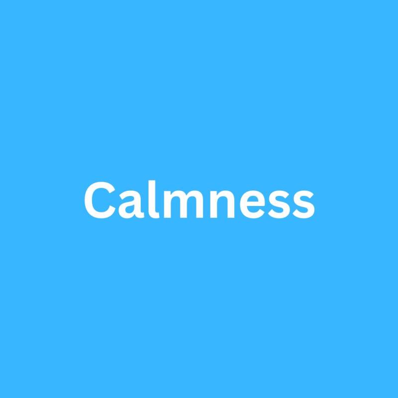 Word ‘Calmness’ in white text on a blue background representing emotional balance, inner peace, mindfulness, stress relief, and resilience for young men.
