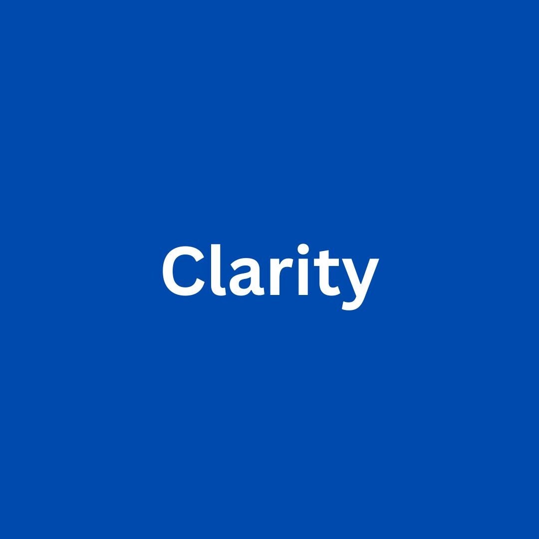 Graphic with the word 'CLARITY' on a colored background, representing the programme's focus on helping young men find direction and mental focus.