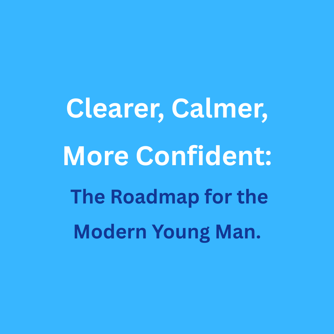 A graphic featuring the words "Clearer, Calmer, & More Confident" in a clean, modern font. The text is centered against a minimalist background, emphasizing a sense of focus and stability.