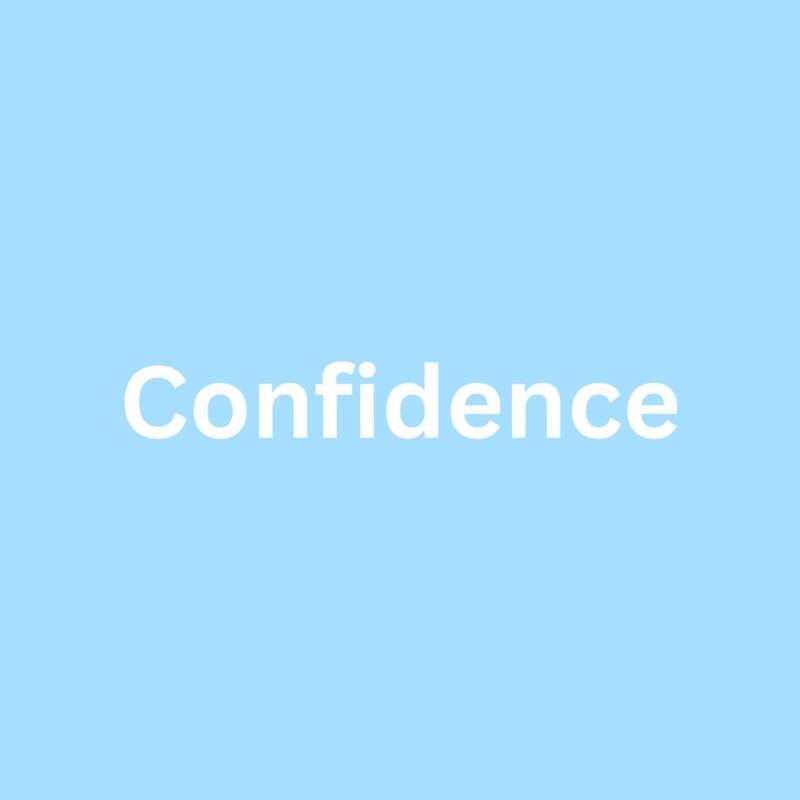 Word ‘Confidence’ in white text on a blue background representing self-belief, resilience, personal growth, courage, and positive development for young men.