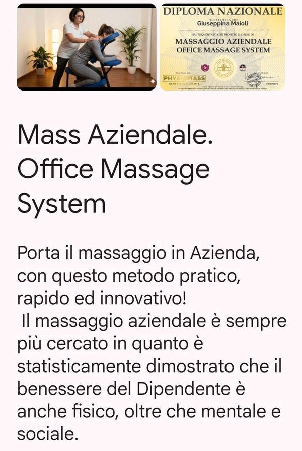 MASS AZIENDALE OFFICE MASSAGE SYSTEM 50 MINUTI