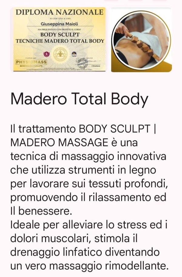 TRATTAMENTO DA 10 MASSAGGIO BODY SCULP TECNICA MATERO TOTAL BOBY 60 MINUTI