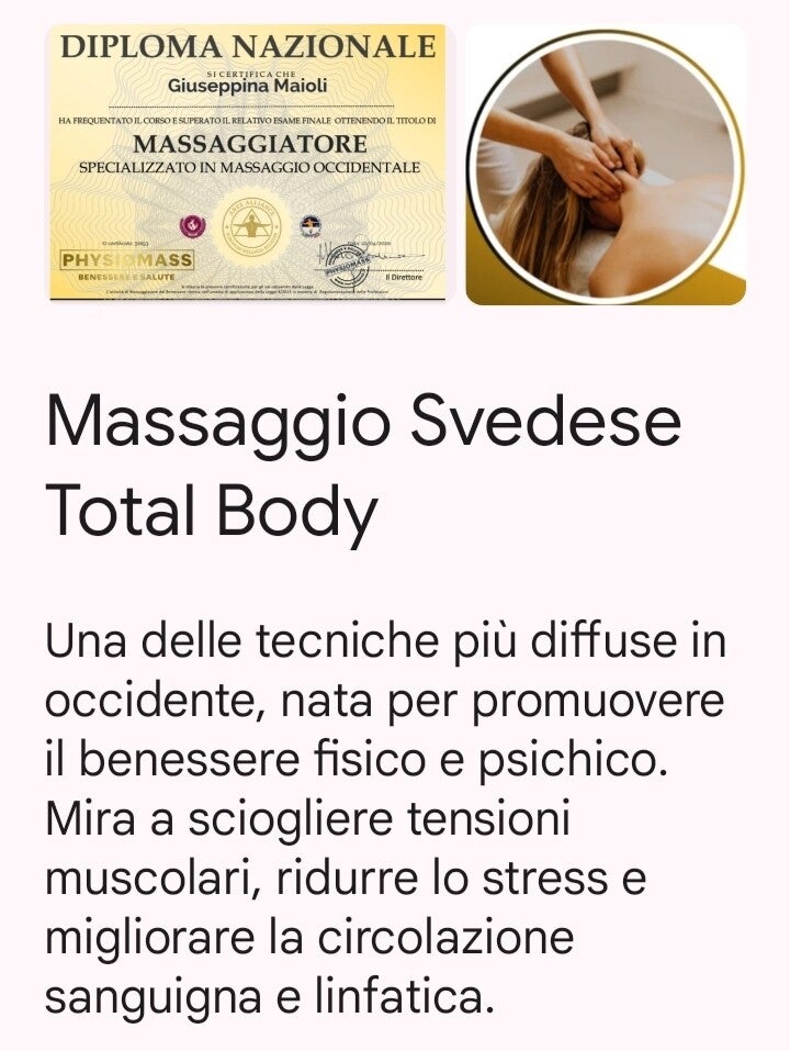 MASSAGGIO SVEDESE DA 50  MINUTI PACCHETTO DA 5