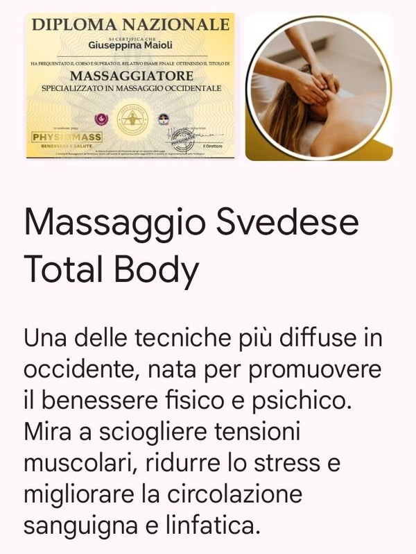 MASSAGGIO SVEDESE DA 50  MINUTI PACCHETTO DA 5