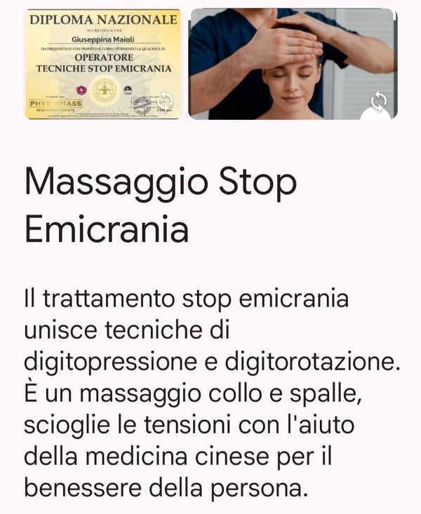 OLISTICO STOP EMICRANIA 15 MINUTI