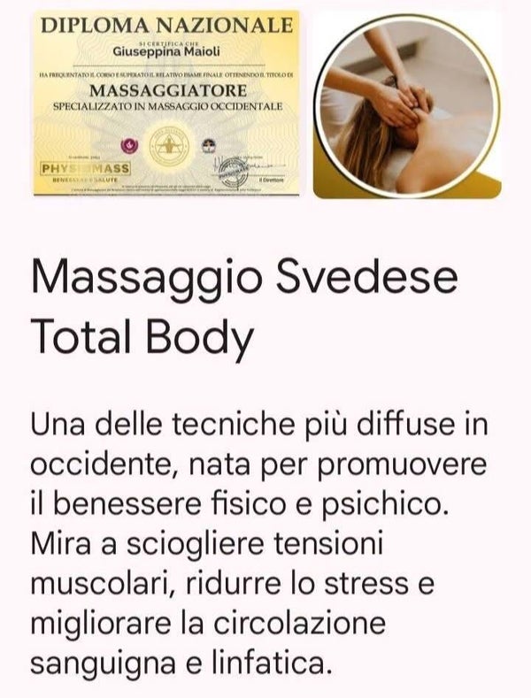 PACCCCHETTO DA 3 MASSAGGIO SVEDESE 60 MINUTI