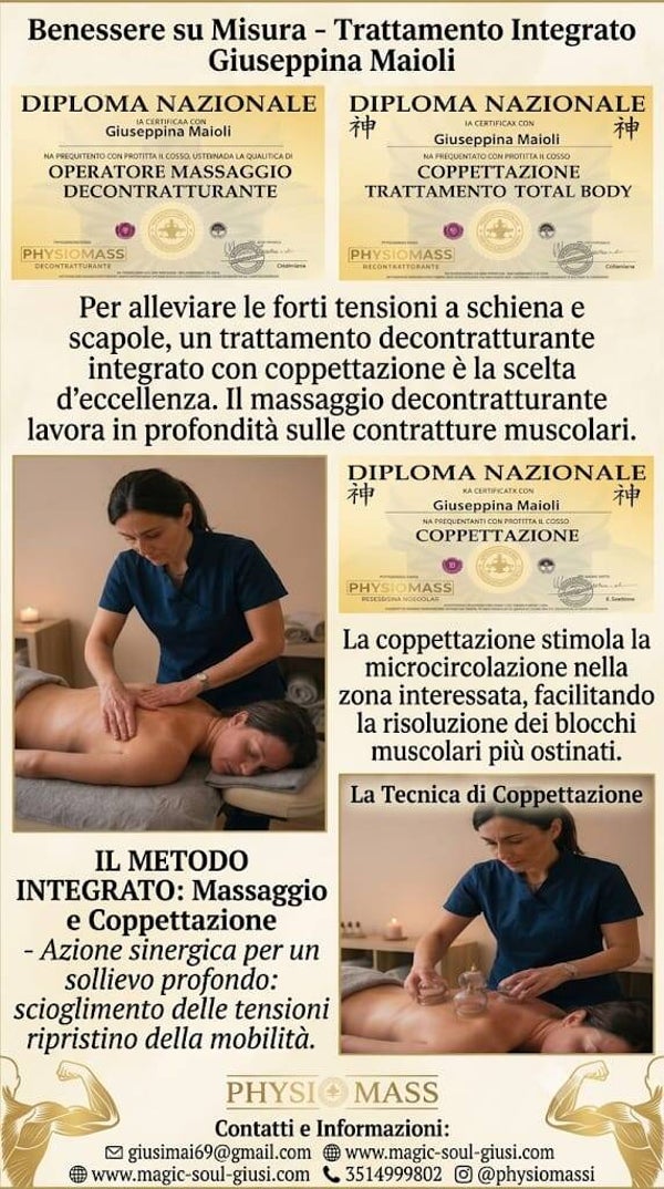 Combinato Standard (60 minuti) —  (Esempio: 40 min decontratturante + 20 min coppettazione)