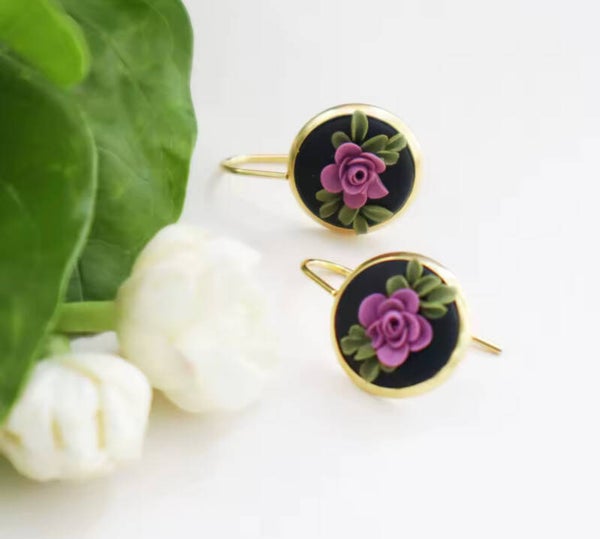 boucles d'oreilles rose
