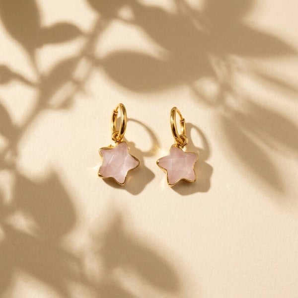 boucles d'oreilles en quartz rose