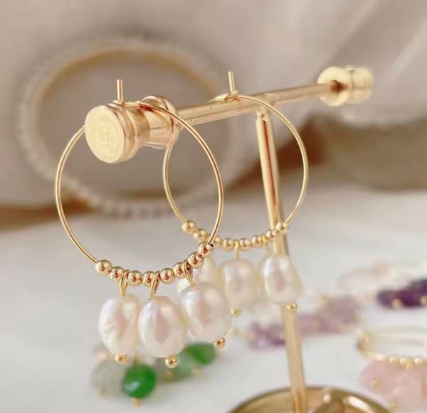 boucles d'oreilles en perles de nacre