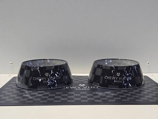Chewy Vuiton PARIS - Placemat & 2x Middelmaat Voer & Drink bakken -