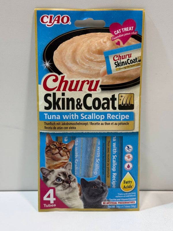 Churu Skin & Coat - Creamy Treat - Tuna & Scallop - 4pack - A27.7