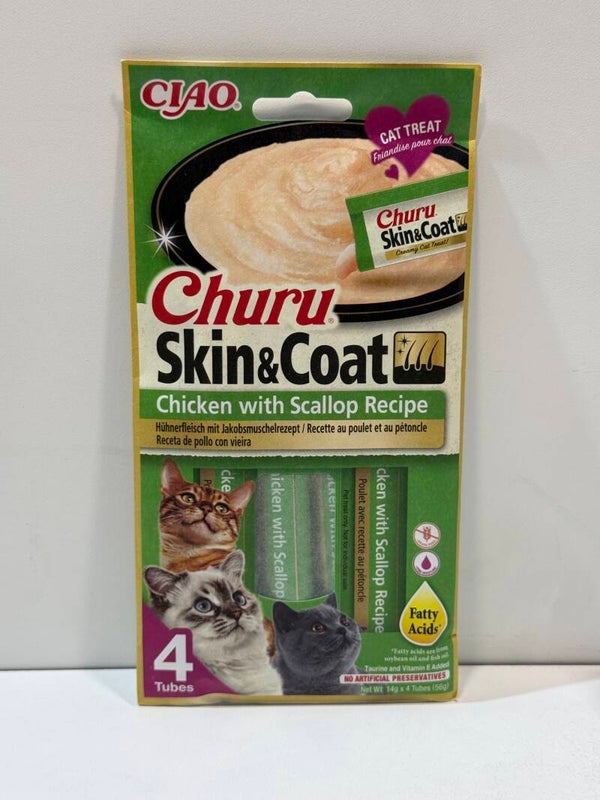 Churu Skin & Coat - Creamy Treat - Chicken&Scallop - 4Pack - A24.9
