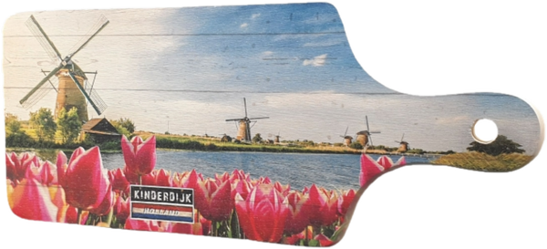KPL011 | Kaasplankje | Kinderdijk met Tulpen Holland