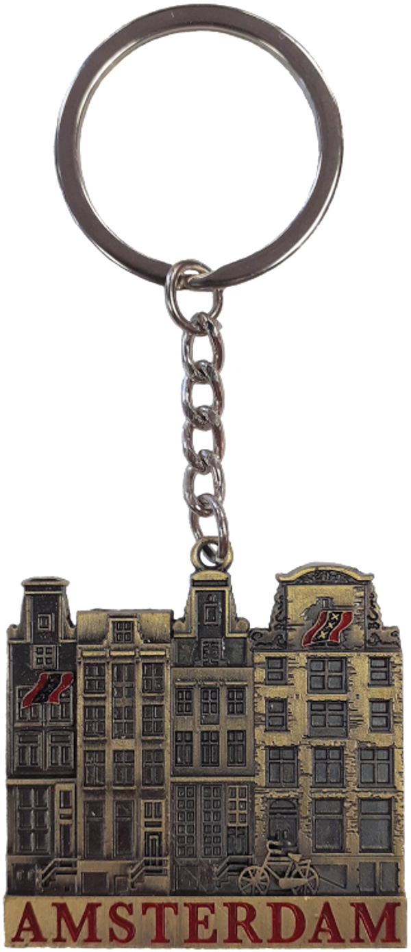 SLH-008B | Sleutelhanger | Grachtenpand Brons Amsterdam